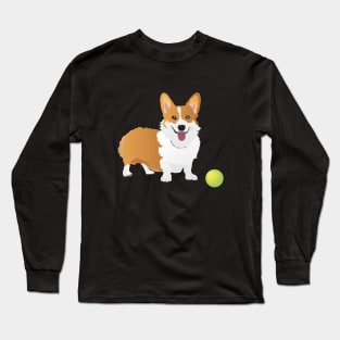 Corgi Dog with a Green Ball Long Sleeve T-Shirt